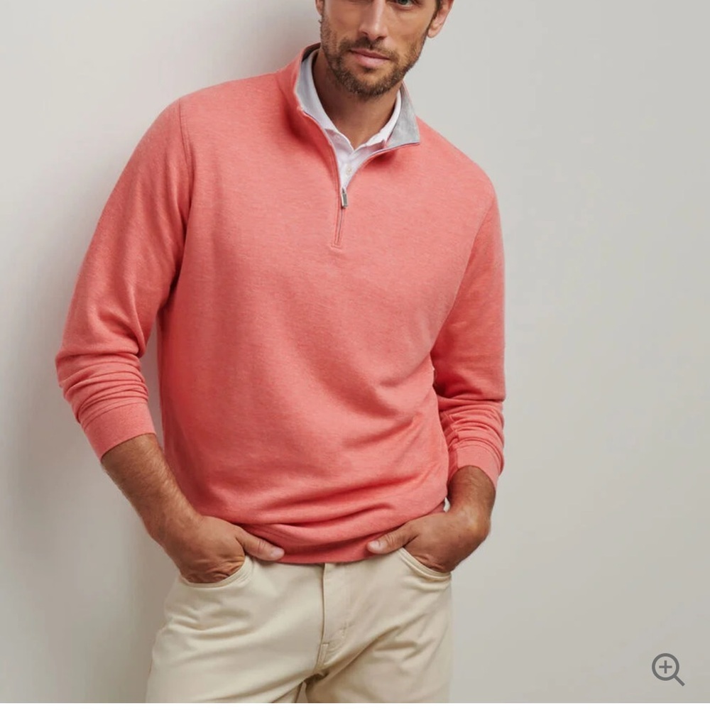 Peter Millar Coral Quarter Zip Sweater